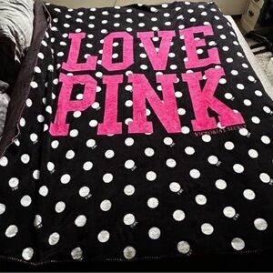 Vtg vs pink polka dot stadium blanket